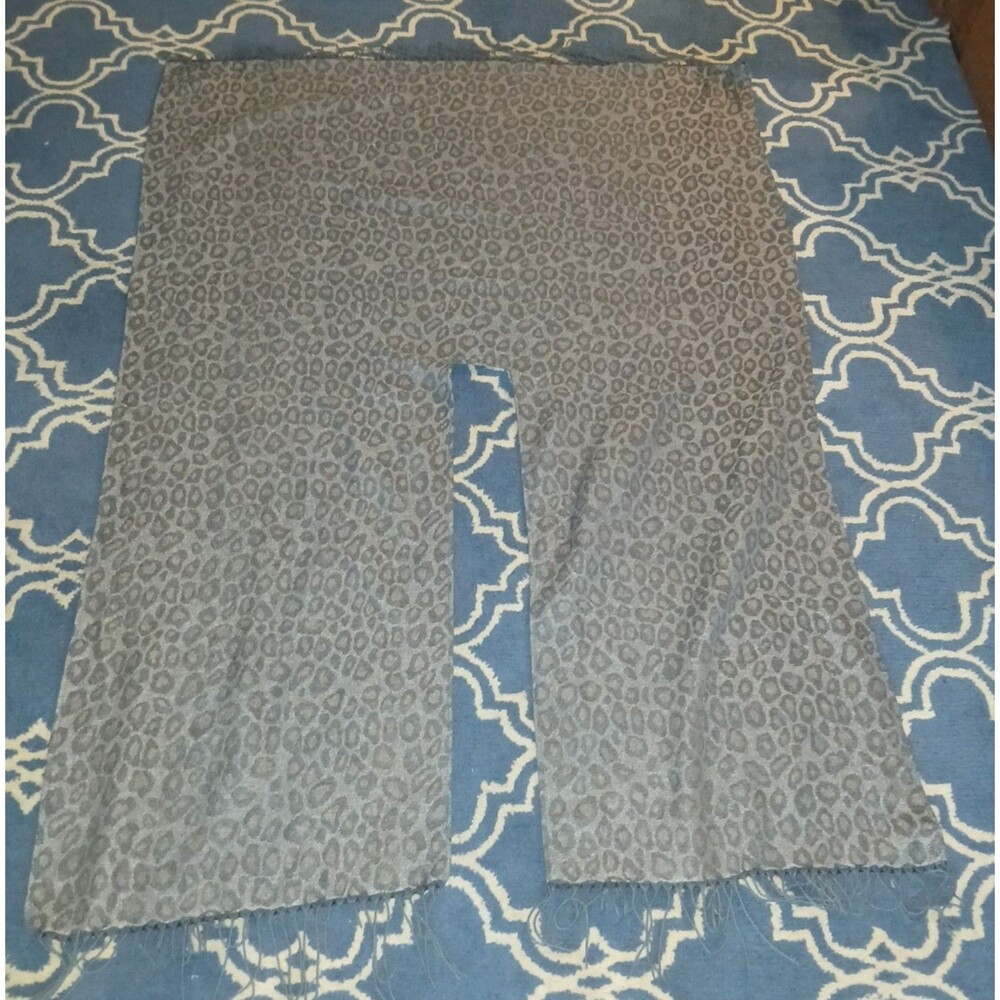 Leopard Print Throw Blanket Shoulder Tassel Fringe Cozy Boho Accent